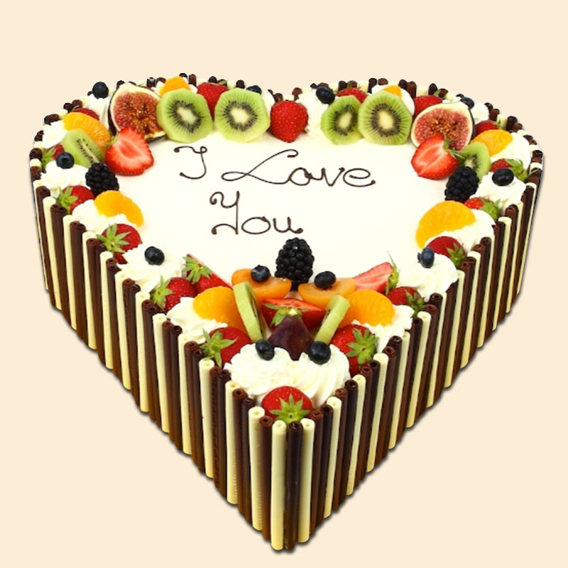 Fruit heart shape cake 