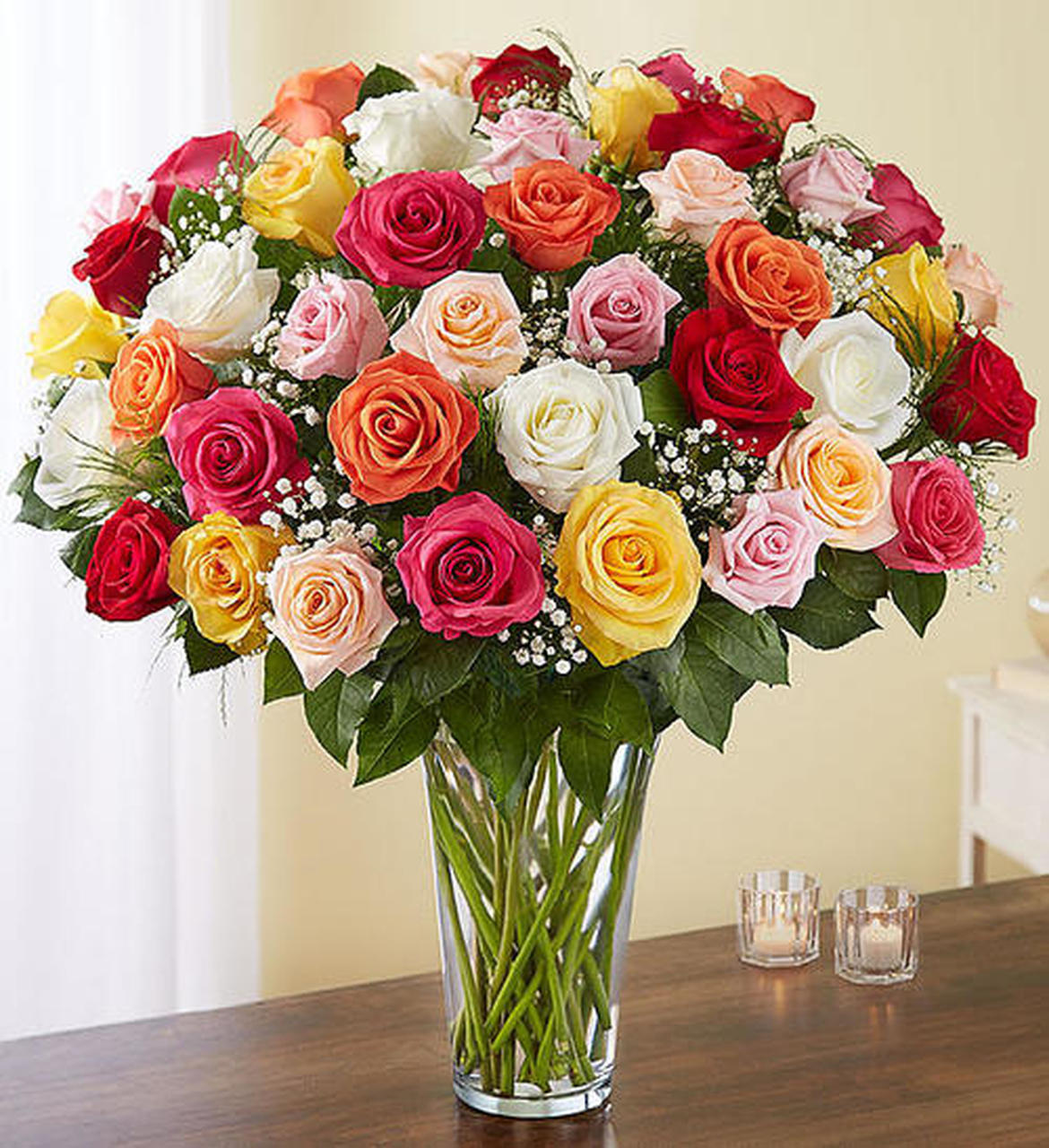 4 dozen long stem assorted roses