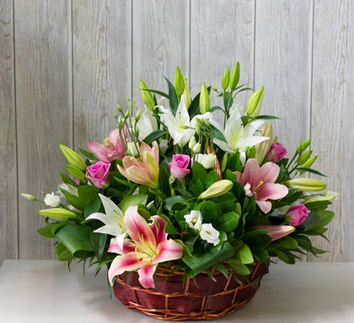 Colourful flower basket